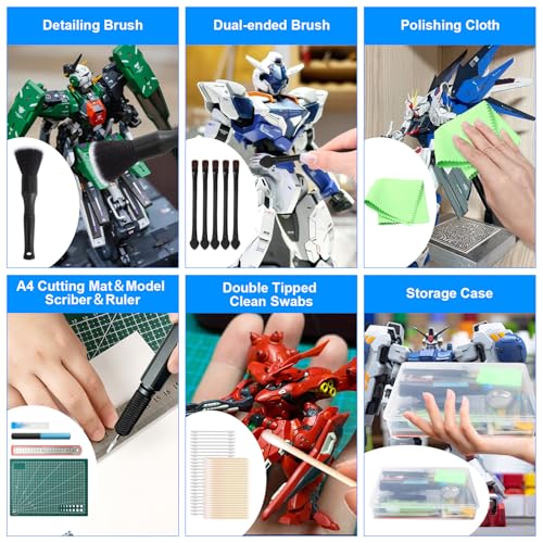 Gundam Tool Kit, 250 Pcs Professional Model Tool Kit for Gundam, Modeling Tools for Models with Decals Sticker Operated Box, Model Building Tools Hobby Tools Craft Set for Repairing Fixing Painting - color: 250 Pcs