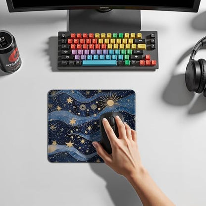 Fantasy Starry Night Sky Mouse Pad, Celestial Sun Star Galaxy Gifts for Women, Blue and Gold Galaxy Mouse Pad for Home Office Computer Gaming Desk Essentials, 9.5x7.9 Inch - color: 10Child
