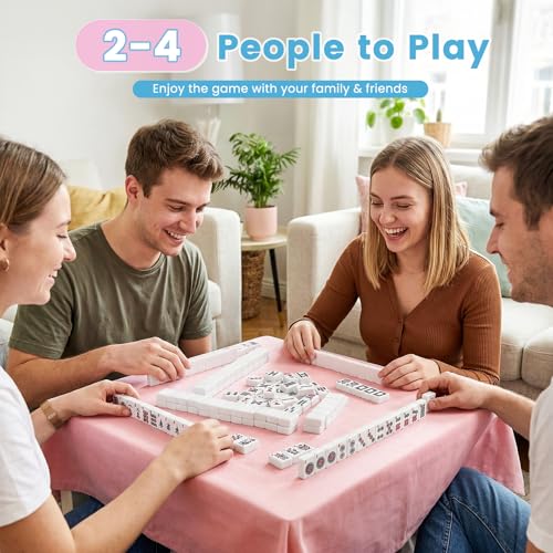 American Mahjong Tile Set, 166 Tiles 1.2 Inch Portable Travel Mahjong Game Set with Carrying Bag, Dice & Chips, Complete Mah Jongg Sets for Adults, Family Game Night & Ideal Gifts