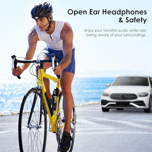 Gixxted Open Ear Headphones with Mic, Bluetooth Headset with Microphone, Dual Connect Bluetooth 5.3 with AI Noise Cancelling Mic & Mute Function, Wireless Headset for Work, Sports, Drive