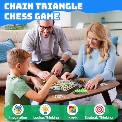 Triangle Chain Strategy Board Game: Portable Chain Triangle Chess Game for Family Game Night, Travel & Party Fun, 2-4 Players Christmas Toy for Kids & Adults