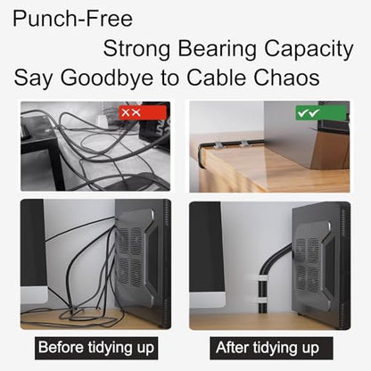 Cable Management Under Desk Cord Organizer Wire Computer Hider Clips Table Tray Straps Electrical Holder Escritorio in Wall (Gray 30PCS)