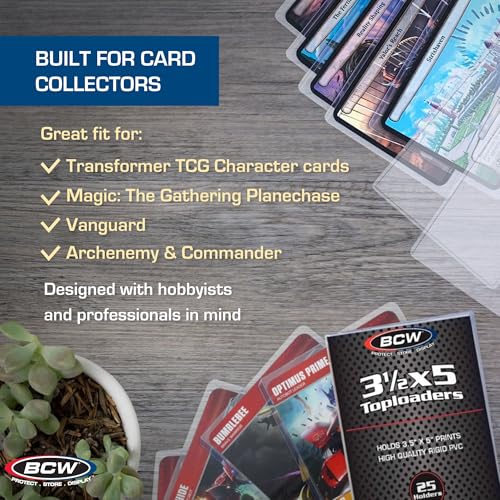 BCW 3.5x5 Topload Holder - 25 Pack | Premium Rigid Plastic Protector Case for Trading Cards, Index Cards, and Photos | Perfect Fit for Transformer TCG, Magic: The Gathering, and More