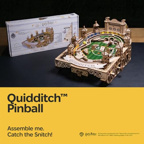 UGEARS Harry Potter Quidditch Pinball Machine - 3D Wooden Puzzles for Adults to Build, Mechanical Wooden Model Kits, Wood Brain Teaser Puzzles, Harry Potter 3D Puzzle Pinball Game for Fathers Day - style: Quidditch Pinball