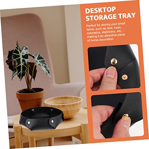 Totority Large Capacity Folding PU Dice Tray with Leather Storage Box for Tabletop Games and Accessories Portable Organizer for Dice Jewelry Keys and Items Practical Black Game Storage