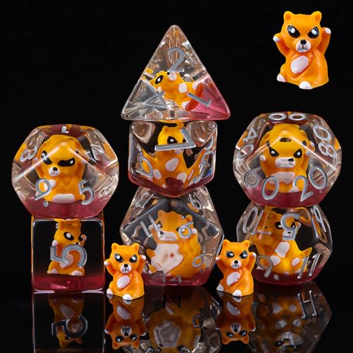 DND Resin Dice Set, Polyhedral D&D Raccoon Dice Inclusion Dice for Dungeons and Dragons MTG RPG for 15 Years and Up - color: Raccoon