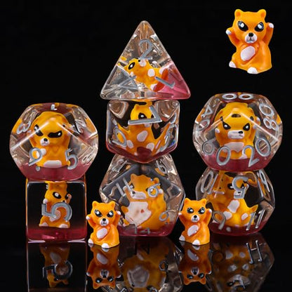 DND Resin Dice Set, Polyhedral D&D Raccoon Dice Inclusion Dice for Dungeons and Dragons MTG RPG for 15 Years and Up - color: Raccoon