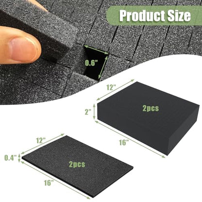 LAFENLIN Pick & Pluck Foam 4-Pack for Gun Cases, 16x12x2" & 0.4" Sheets | High-density closed-cell polyethylene, pre-scored for easy customization.Protects firearms, electronics, tools & collectibles - size: 4 Pack Two Sizes-16 Inch Length