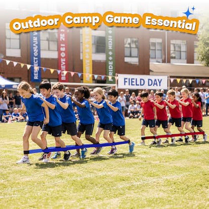 3 Legged Race Bands, Field Day Games for Adults, 4 Players 2pk | Outdoor Games for Carnival, Family Reunion & Backyard Party,Team Building Relay Race Bands - color: 2pk(red+blue)-4persons