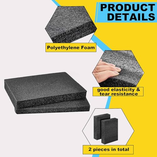 Hoolerry 2 Pcs Customizable Polyethylene Foam Packing Inserts for Cases Thick Polyethylene Cuttable Foam Sheet for Tool Box, Camera, Crafts, Storage and Crafts (12" X 6" X 2",Black) - size: 12" X 6" X 2"