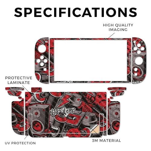 Carbon Fiber Gaming Skin Compatible with Nintendo Switch 2 Console Only - Red Hip Hop - Premium 3M Vinyl Protective Wrap Decal Cover - Easy to Apply | Crafted in The USA by MightySkins - color: Red Hip Hop, size: Switch 2 Console Skin Only, style: Texture