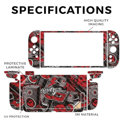 Carbon Fiber Gaming Skin Compatible with Nintendo Switch 2 Console Only - Red Hip Hop - Premium 3M Vinyl Protective Wrap Decal Cover - Easy to Apply | Crafted in The USA by MightySkins - color: Red Hip Hop, size: Switch 2 Console Skin Only, style: Texture