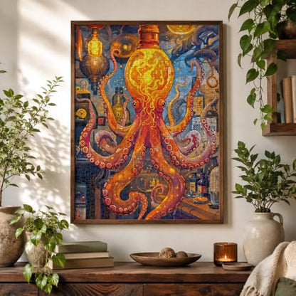Cross & Glory | 1000 Piece Jigsaw Puzzles for Adults | Octopus Alchemy | The Lava Experiment | Lava Lamp Octopus Puzzle 1000 Pieces | Satin Finish Ocean Puzzle for Adults | Ages 14+ - color: Octopus Alchemy