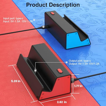 HEIYING Switch Charger Dock for Nintendo Switch 2 / OLED/Lite,Charging Dock Station with Standard USB-C Port for Easy Console Charging - color: Black