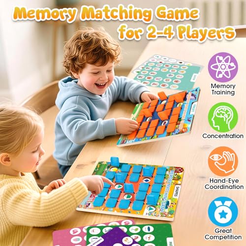 Matching Memory Game for Kids, 2 Pack Travel Toy for Toddlers Boys Girls | Road Trip Travel Essentials for Kids Ages 3 4 5 6 7 8 Years Old, Airplane, Car, Camping Activity, Christmas Birthday Gifts