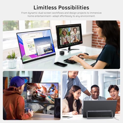 MNN 23.8" 100Hz FHD IPS USB-C HDMI Portable Gaming Monitor | 23.8" FHD IPS 100Hz, metal kickstand+speakers, USB-C/HDMI, PC/Phone/PS5/Xbox/Switch, home office & gaming. - size: 23.8’‘