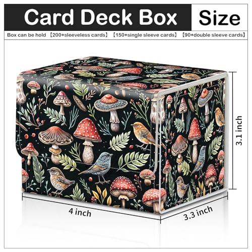 Card Deck Box for MTG Trading Cards with Magnetic Closure,Premium Card Storage Box Case Cover for TCG CCG Magic Cards,Mushroom and Birds - color: Mushroom and Birds