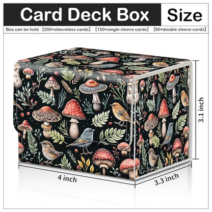 Card Deck Box for MTG Trading Cards with Magnetic Closure,Premium Card Storage Box Case Cover for TCG CCG Magic Cards,Mushroom and Birds - color: Mushroom and Birds