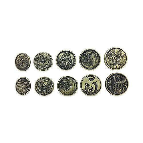 Norse Foundry Adventure Coins - A Set of 10 Metal Plated Novelty Coins in Dragon Style - Perfect for Any Roleplaying Game (RPG) or LARP Session - style: Dragons