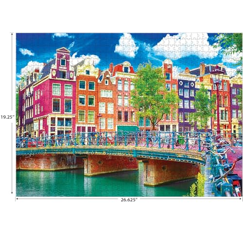 RoseArt - Kodak Premium - Colorful Waterfront Buildings, Amsterdam - 1000 Piece Jigsaw Puzzle for Adults - style: Colorful Waterfront Buildings, Amsterdam