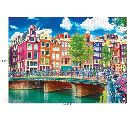 RoseArt - Kodak Premium - Colorful Waterfront Buildings, Amsterdam - 1000 Piece Jigsaw Puzzle for Adults - style: Colorful Waterfront Buildings, Amsterdam