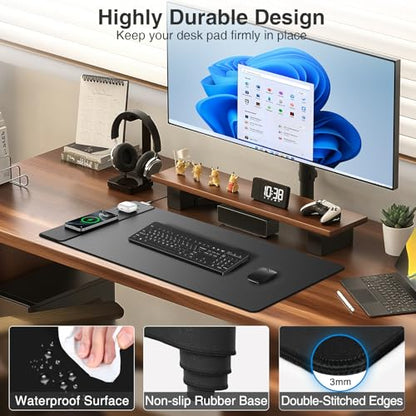 Magnetic Wireless Charging Mouse Pad, 31.5"x15.8" in, Black | Large Gaming Desk Mat, Non-Slip Base, Waterproof Ultra-Smooth Keyboard Pad for Gamer, Office & Home - color: Black-31.5"x15.8"