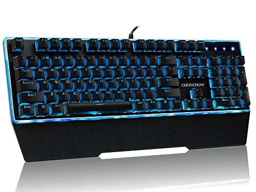 RGB Membrane-Mechanical Keyboard,CHONCHOW Edge Backlit Computer Gaming Keyboard Blue Switch Feeling for Windows PC Mac PS4 Xbox One- Black