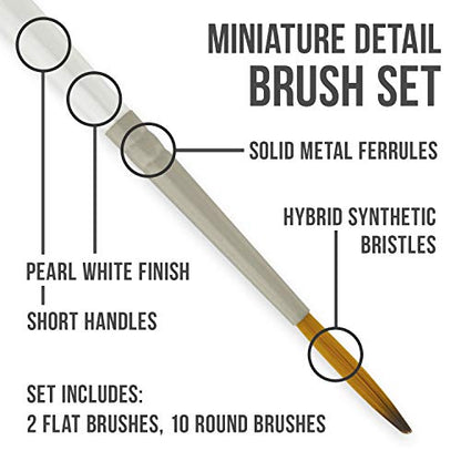 U.S. Art Supply Miniature Detail Paint Brush Set - 12 Miniature Brushes for Art Painting - Acrylic, Watercolor, Oil - style: 12-Piece