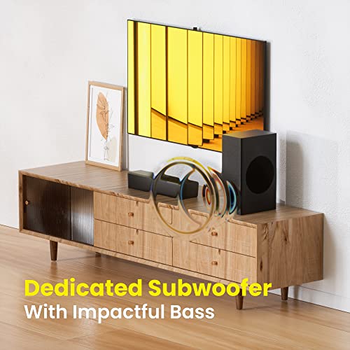 2.1 Compact Sound Bars for TV with Subwoofer, HDMI ARC/Bluetooth 5.0/Optical/AUX/RCA Connection, Remote Control, Adjustable Bass, Wall Mountable – P15, 140W, 16 inch, Black - style: P15
