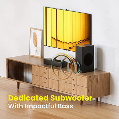2.1 Compact Sound Bars for TV with Subwoofer, HDMI ARC/Bluetooth 5.0/Optical/AUX/RCA Connection, Remote Control, Adjustable Bass, Wall Mountable – P15, 140W, 16 inch, Black - style: P15