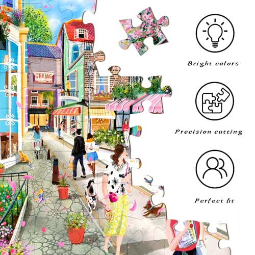HUADADA 1000 Piece Puzzle for Adults - City Street Scenery, Matte Finish, Eye-Friendly Craftsmanship, Relaxation Gift for Puzzle Lovers - color: City Street Scenery