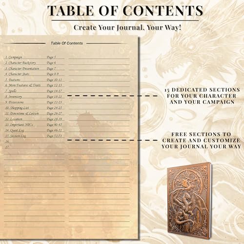 First Reign DnD Journal | Character Sheet, Campaign Tracker | 150+ Stickers | 200-page D&D notebook with 3D dragon embossed hardcover | Adventure log, DnD gifts, accessories & items for players and DMs