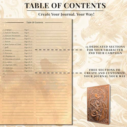 First Reign DnD Journal | Character Sheet, Campaign Tracker | 150+ Stickers | 200-page D&D notebook with 3D dragon embossed hardcover | Adventure log, DnD gifts, accessories & items for players and DMs