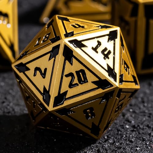 UDIXI Metal Dice Set D&D RPG DND Dice Set for Role Playing Games (Gold) | 7-Pieces, Lozenge Pattern, Zinc Alloy Material, Gorgeous Gift Case, DM Gift, for Dungeons and Dragons Role Playing Games - color: Gold