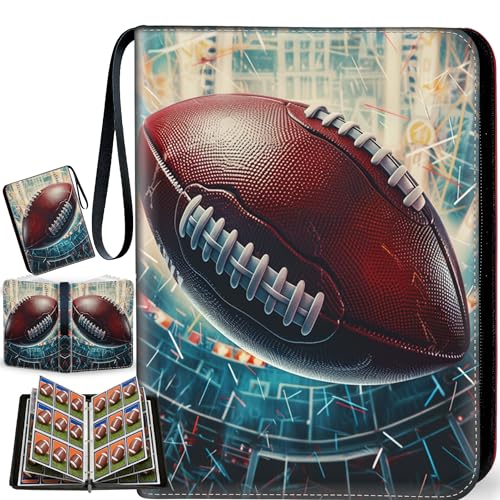 9-Pocket Zipper Football Card Binder, 900-Card Capacity with 50 Removable Sleeves, Portable Travel Storage Display Case, Gift for Kids Teens Adult Sports Card Collectors, Fits All Sports Trading Cards - color: Ganlanqiu-XS04-900 cards
