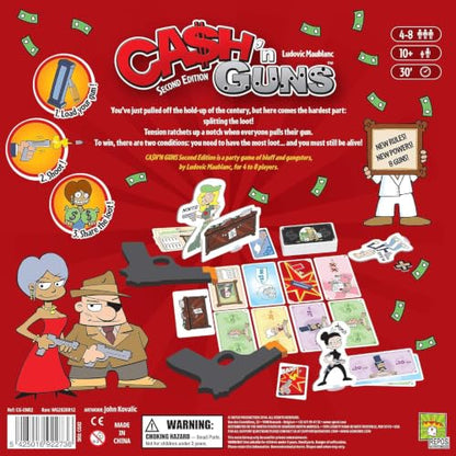 Asmodee Cash 'N Guns 2nd Edition Party Game - Unleash Foam-Powered Heist Intimidation, Bluffing Strategy Game for Kids & Adults, Ages 10+, 4-8 Players, 30 Minute Playtime
