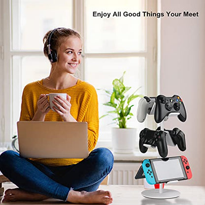 Controller Holder White, Headset Holder,Great 3 Tier Controller Headphone Organizer for All Headsets Xbox ONE 360 Switch PS4 PS5 (Elegant White) - color: Elegant White