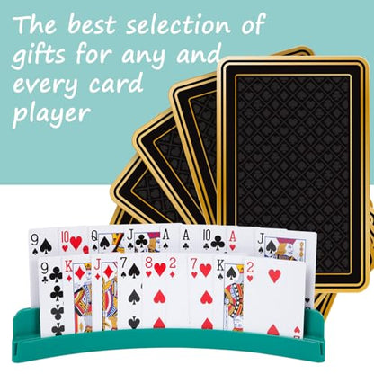 2 Packs of Double-Layer Card Holders，Playing Card Holder for Kids Adults Hands Free Card Holder for Family Card Game Nights Poker Parties - color: Green(2pack)