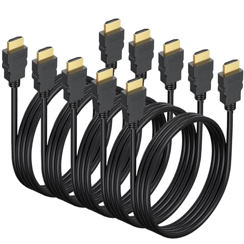 6.6FT HDMI Cable 5-Pack, Shielded 4K HDMI 2.0 Cord, Gold-Plated,3D HDR ARC | HDMI Cable Pack 120Hz &CL3 Rated, HDCP 2.2, | for Docking Station, PC,Monitor, Switch, Splitter, PS5, PS4, Xbox, TV, Soundbar - size: 6.6 ft