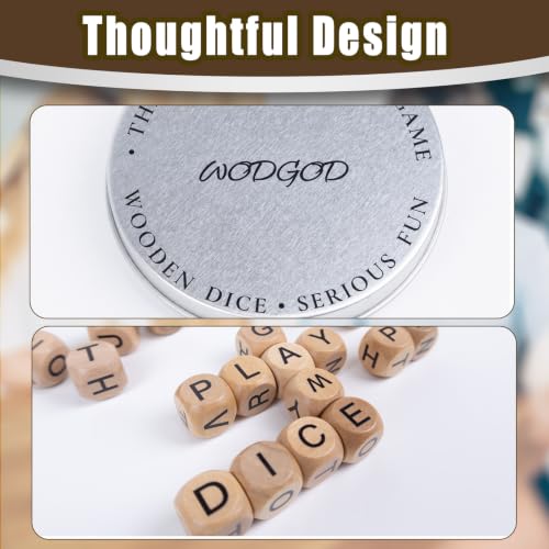 2 Set – The Crossword Dice Game Set, Wooden Letter Dice –Dice Game,Word Dice,Travel Game, Fun Multiplayer Word Game for Travel, Camping, and Family Night, with Portable Storage Boxes