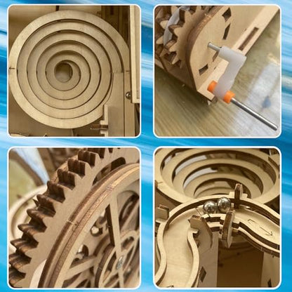 3D Wooden Puzzle Marble Run for Adults - DIY Mechanical Puzzle Assembly Model Kit Wood Crafts to Build for Adult Age 14+ Years Old - style: Double track