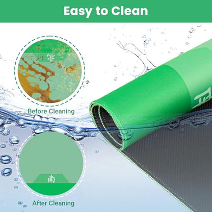 Mahjong Mat with Rules, 32.2 Inch Square Mahjong Mats for Table, Noise Reduction Mah Jong Mat, Rubber Anti-Slip Base for Board Games, Tiles Game & Dominoes Matcha Green - color: Matcha Green