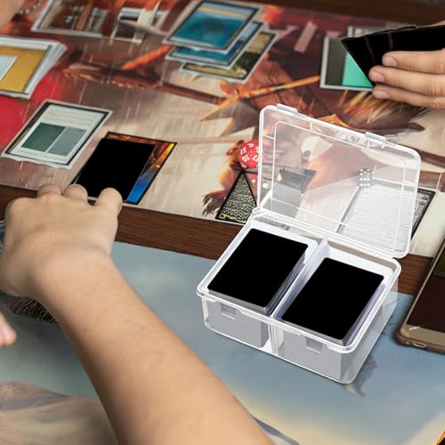 300 Card Storage Box Compatible with Mtg TCG Clear Plastic Trading Card Storage Box with Removable Divider Hard Trading Deck Case for Baseball Football Game Organizer Collector(4 Pcs)