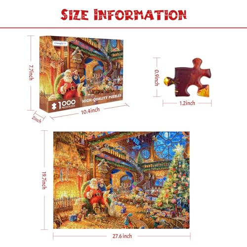 1000 Piece Puzzle for Adults - Christmas Cabin Christmas Puzzle, Letters on Back, Santa Claus Christmas Vacation Jigsaw Puzzles, Challenging Puzzles for Teens Seniors - 27.6 x 19.7 inches - color: Christmas Cabin