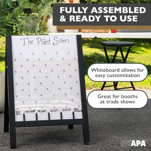Ilyapa Prize Drop Board, 20x31 in - Penny Drop Game, Whiteboard Sign | Wooden A-Frame Whiteboard Sign, Includes 12 Coin Drop Discs & Eraser - For Trade Shows & Events - color: White, size: 21x30
