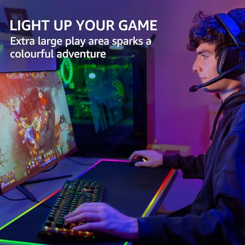 KTRIO RGB Large Gaming Mouse Pad, 31.5 x 11.8 in, RGB Black, XL | Smooth Micro-Weave Surface, RGB Lighting Design, Non-Slip Rubber Base, Durable Stitched Edges, Office & Home Use - color: RGB Black, size: 31.5l X 11.8w Inches