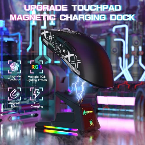ATTACK SHARK X1 Ultralight Tri Mode Wireless 40000 DPI Gaming Mouse-Black | Magnetic RGB Charging Dock,Anti Slip Grip Tape,PixArt PAW3395 Pro Optical Sensor,BT/2.4Ghz/Wired,Driver for PC Win Mac Gamer - color: Black+Grip Tape