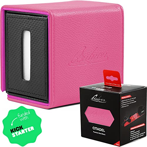 Quiver Time Pink Citadel Deck Block for Magic: the Gathering Cards - TCG 100+ Premium Commander Deck Box, MTG Deck Box for Cards, Dice & Tokens, Custom Divider, Magnetic Closure - color: Pink