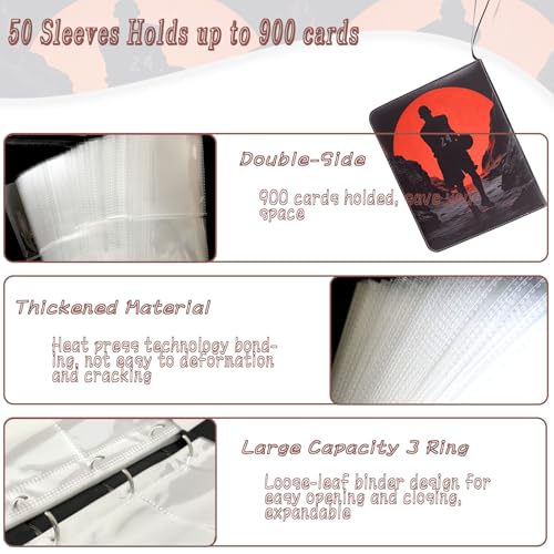 Basketball Card Binder - 900 Capacity 9-Pocket Trading Card Album, 3 Ring Card Holder Binder, Waterproof PU Leather, Zip Closure, Perfect Christmas Birthday Gift for Collectors - size: 900 Pockets Basketball