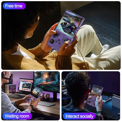S600 Retro Gaming Console, Retro Handheld Console 4.0'' Screen Linux System, 64G TF Card, Support 30+ Simulators, 3500mAh Rechargeable Portable Pocket Arcade - color: Purple